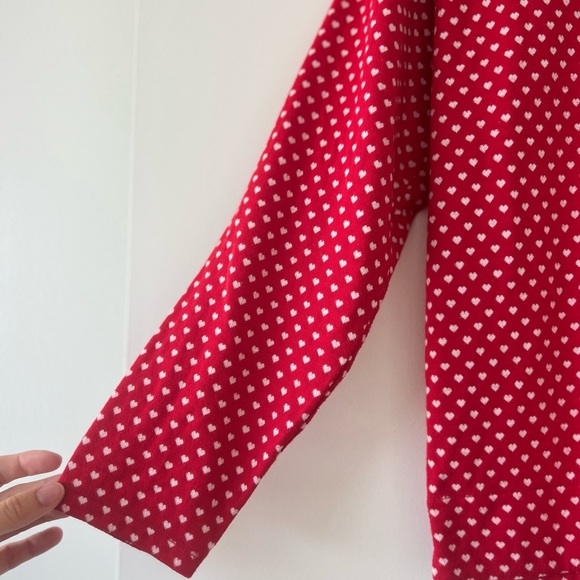 LOFT Red and White Hearts Pajama Top - Picture 5 of 7